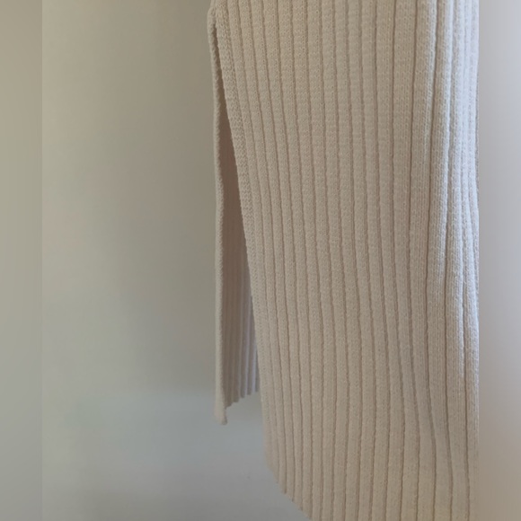 Joie cream knit ribbed maxi dress with side slits and frayed sleeve edge size XL - Picture 4 of 11